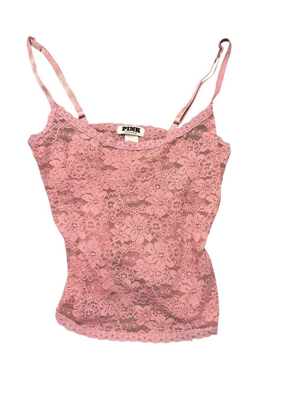 Victoria's Secret Pink Floral Lace Cami Spaghetti Strap Tank Top